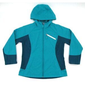 FreeTech Jacket Womens Medium Deep Aqua Full Zip Fleece Lined Hooded Softshell